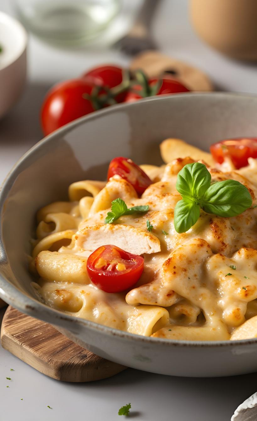 Käsenudeln mit Hähnchen