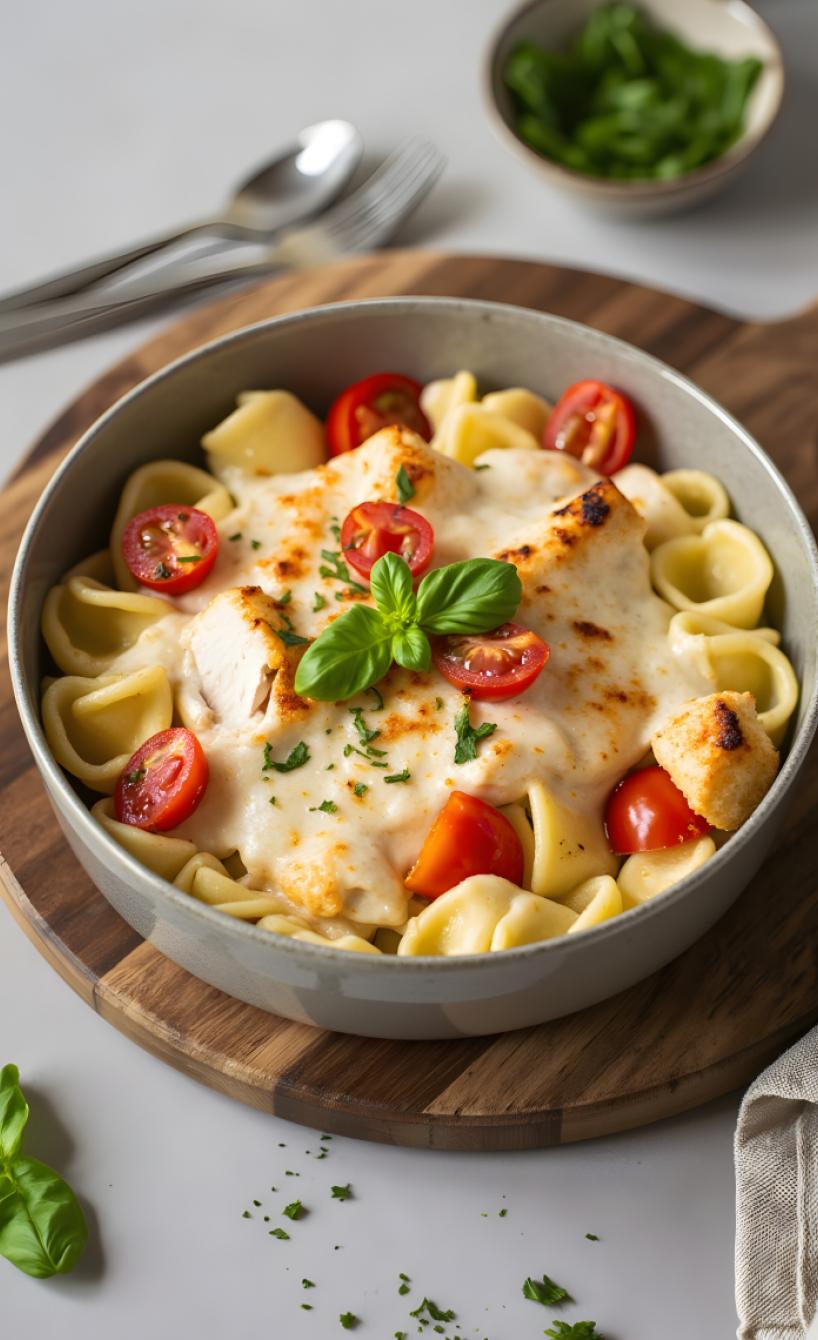 Käsenudeln mit Hähnchen