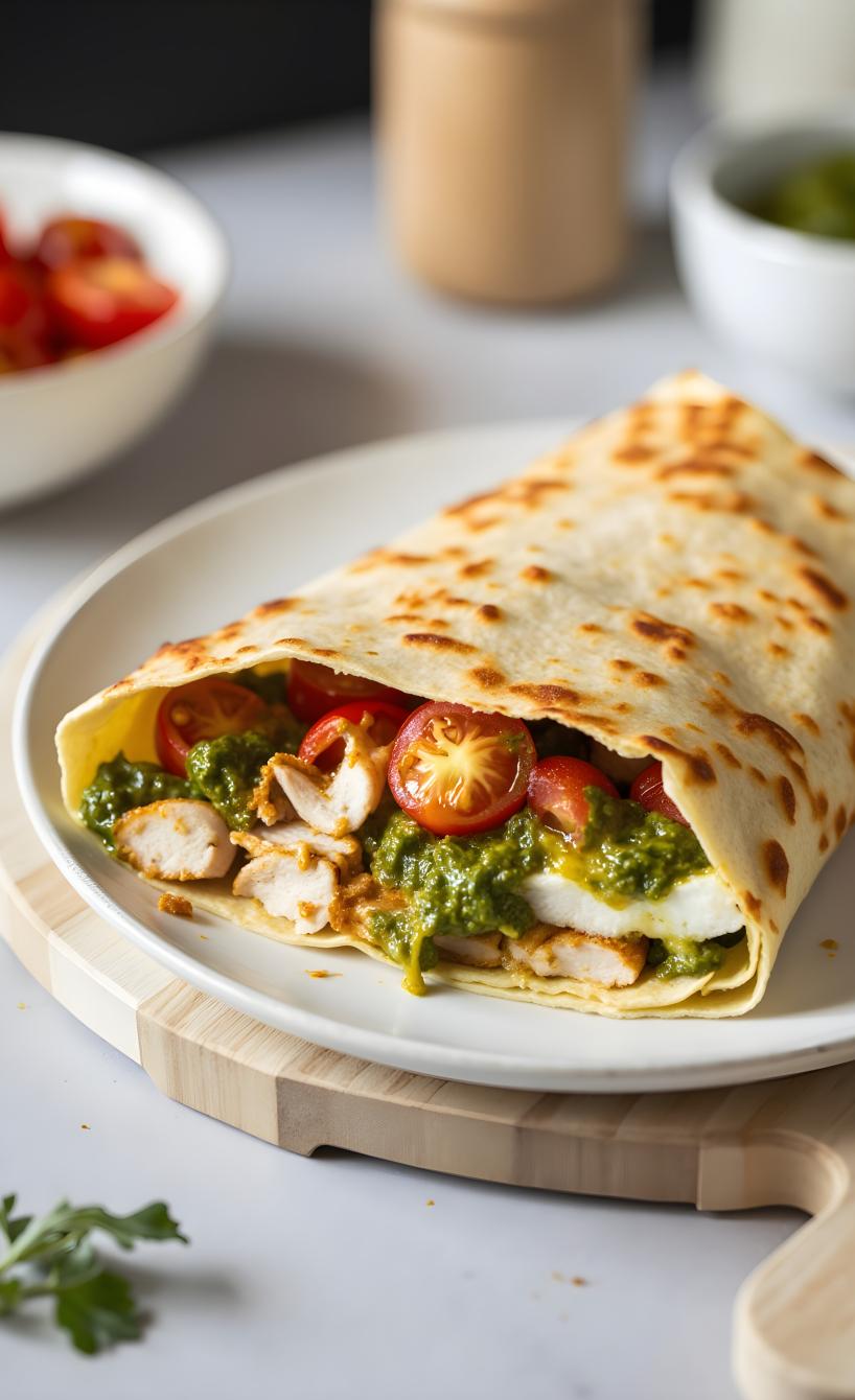 Airfryer Pesto-Hähnchen-Wrap