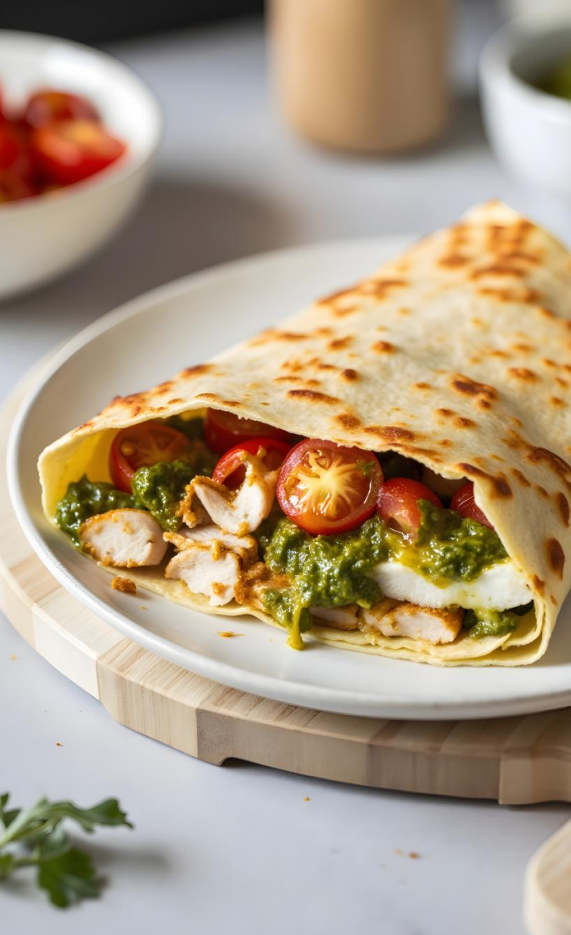 Airfryer Pesto-Hähnchen-Wrap