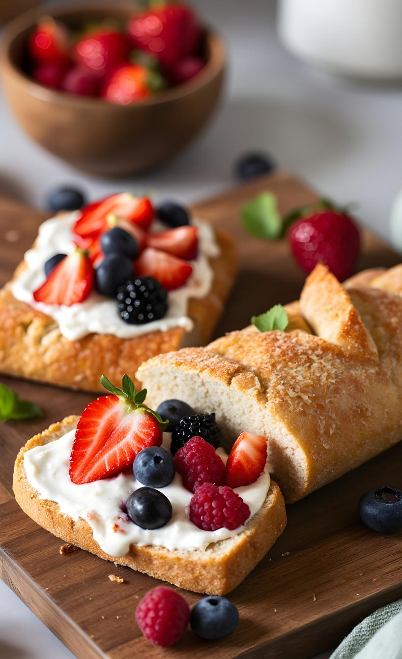 Frisch gebackenes Brot mit Beerentopping