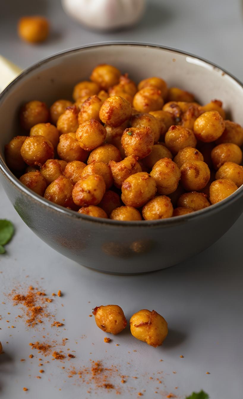 Gebackene und gewürzte Kichererbsen in einer Schüssel