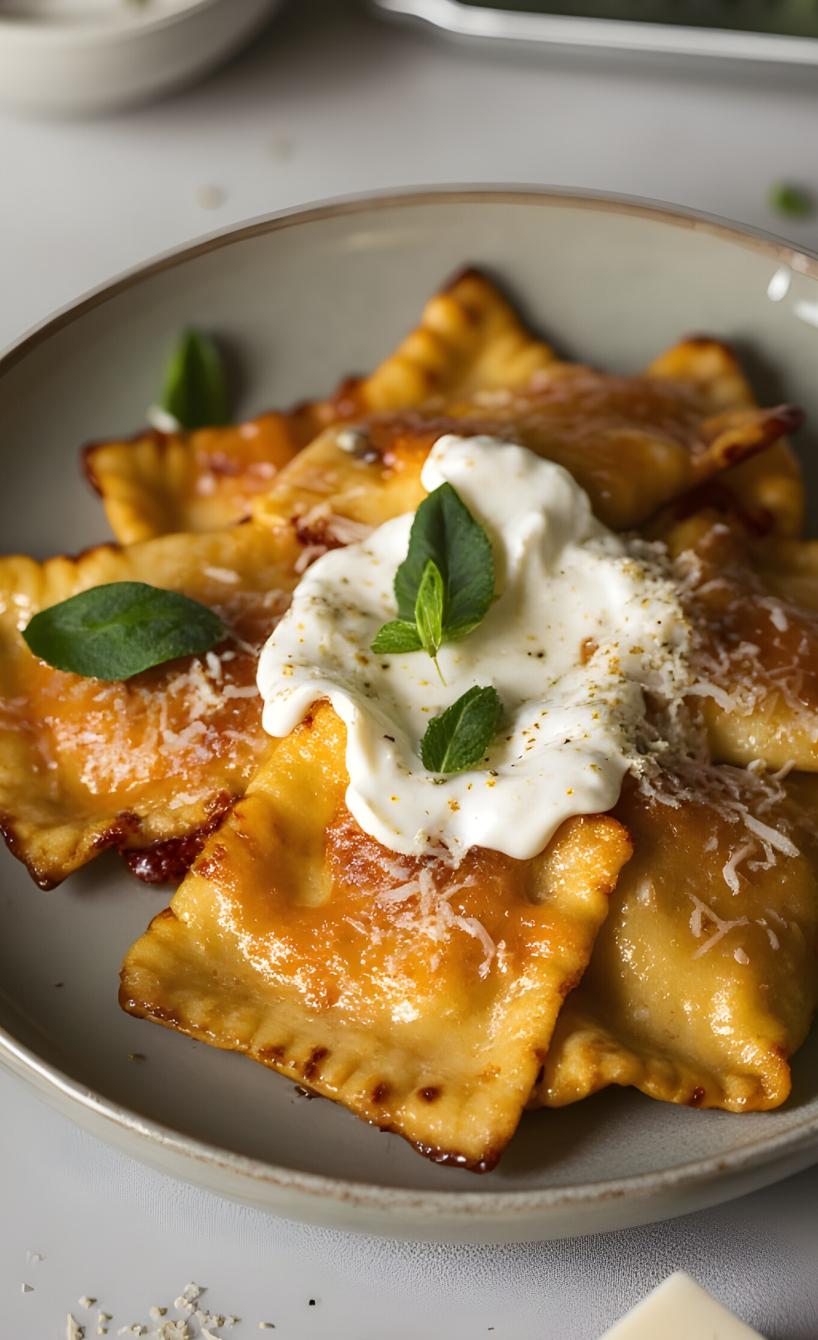 Crispy Airfryer Ravioli mit Salbeibutter