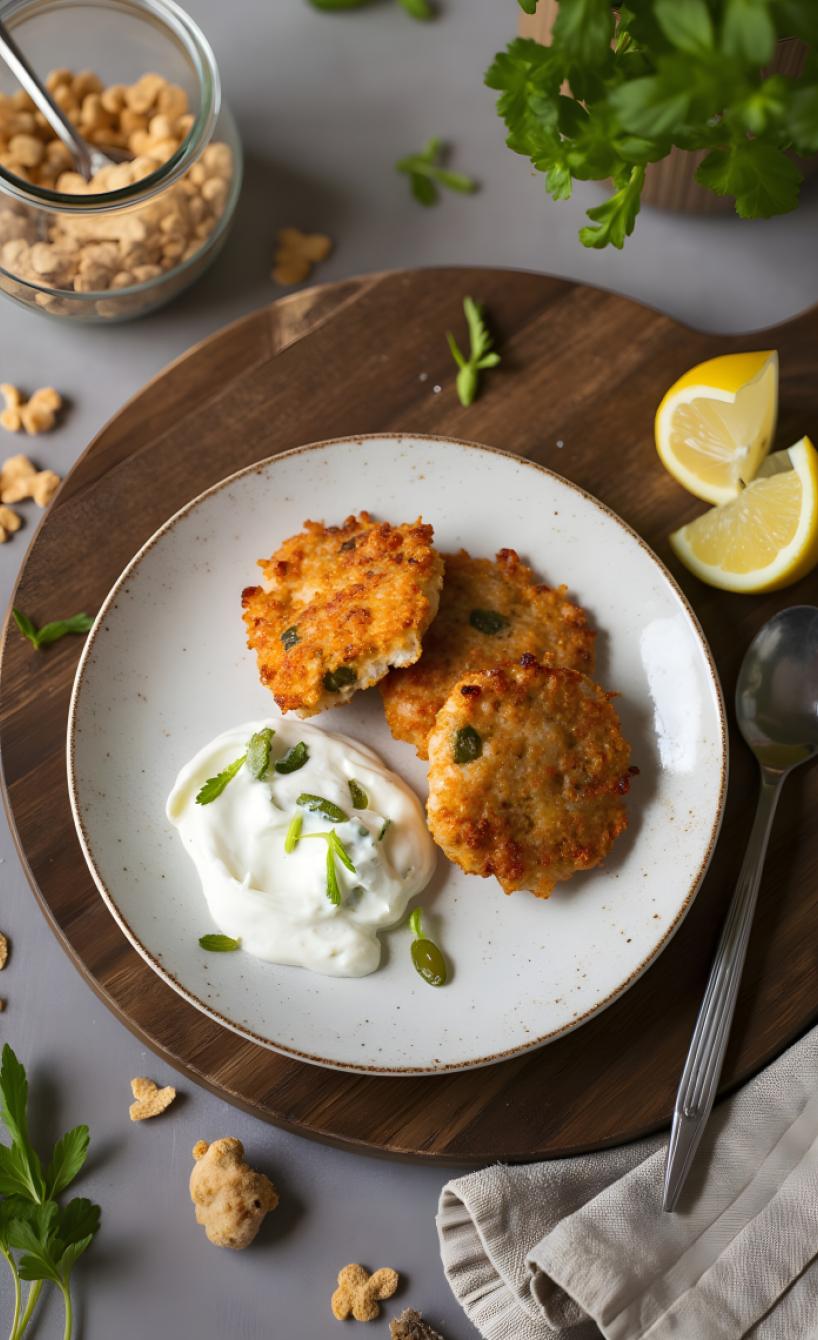 Crispy Lachsfrikadellen mit Tartar-Soße