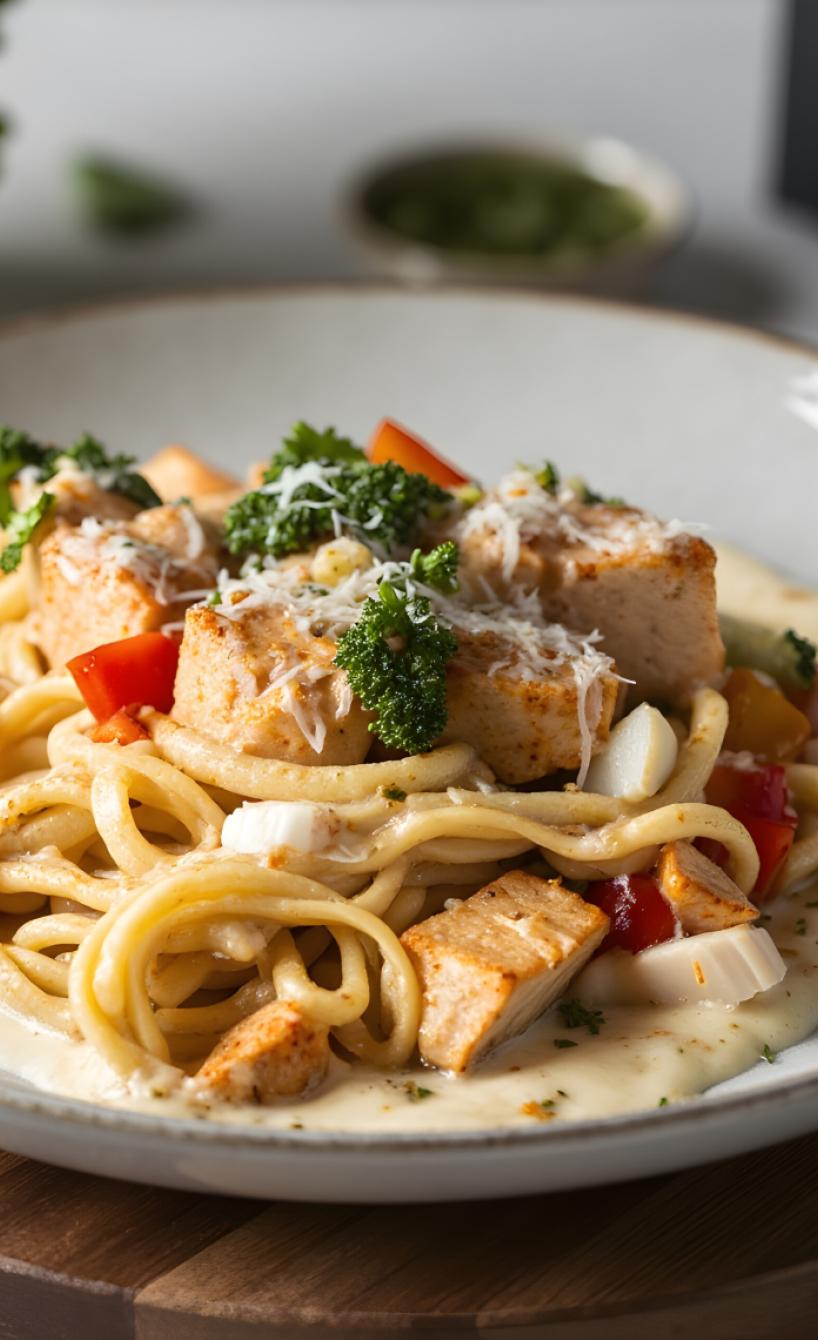 Einfache Airfryer-Hähnchen-Pasta