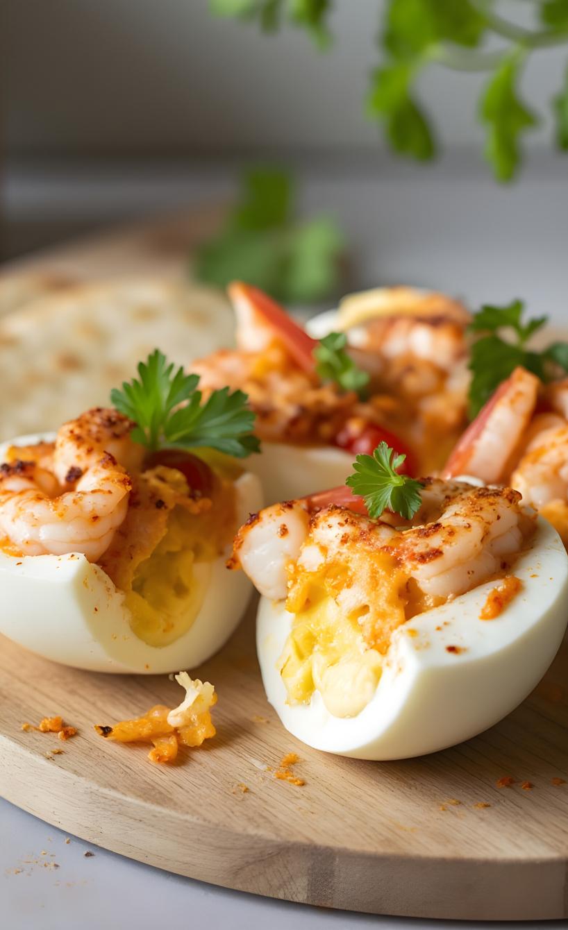 Gefüllte Eier mit Garnelen