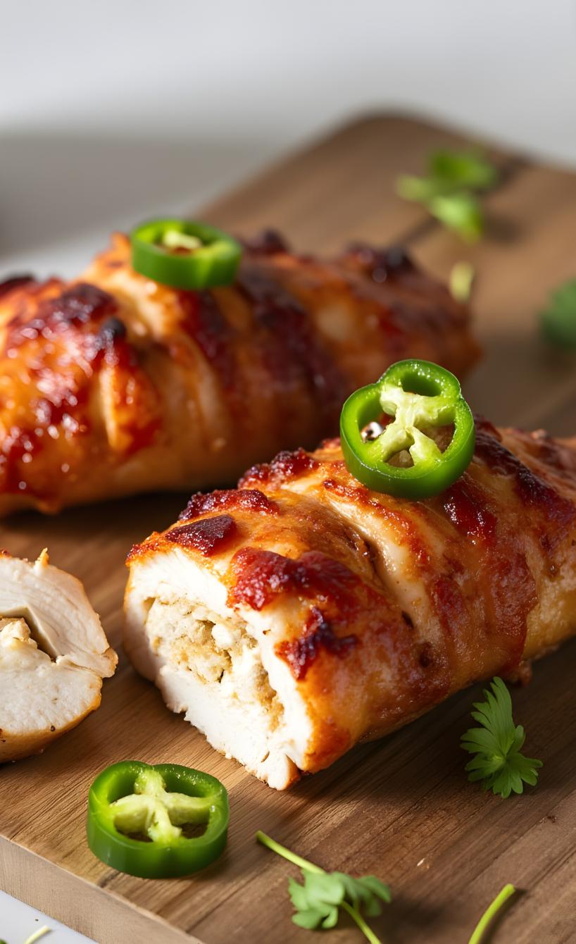Gefüllte Hähnchenbrust mit Frischkäse und Bacon