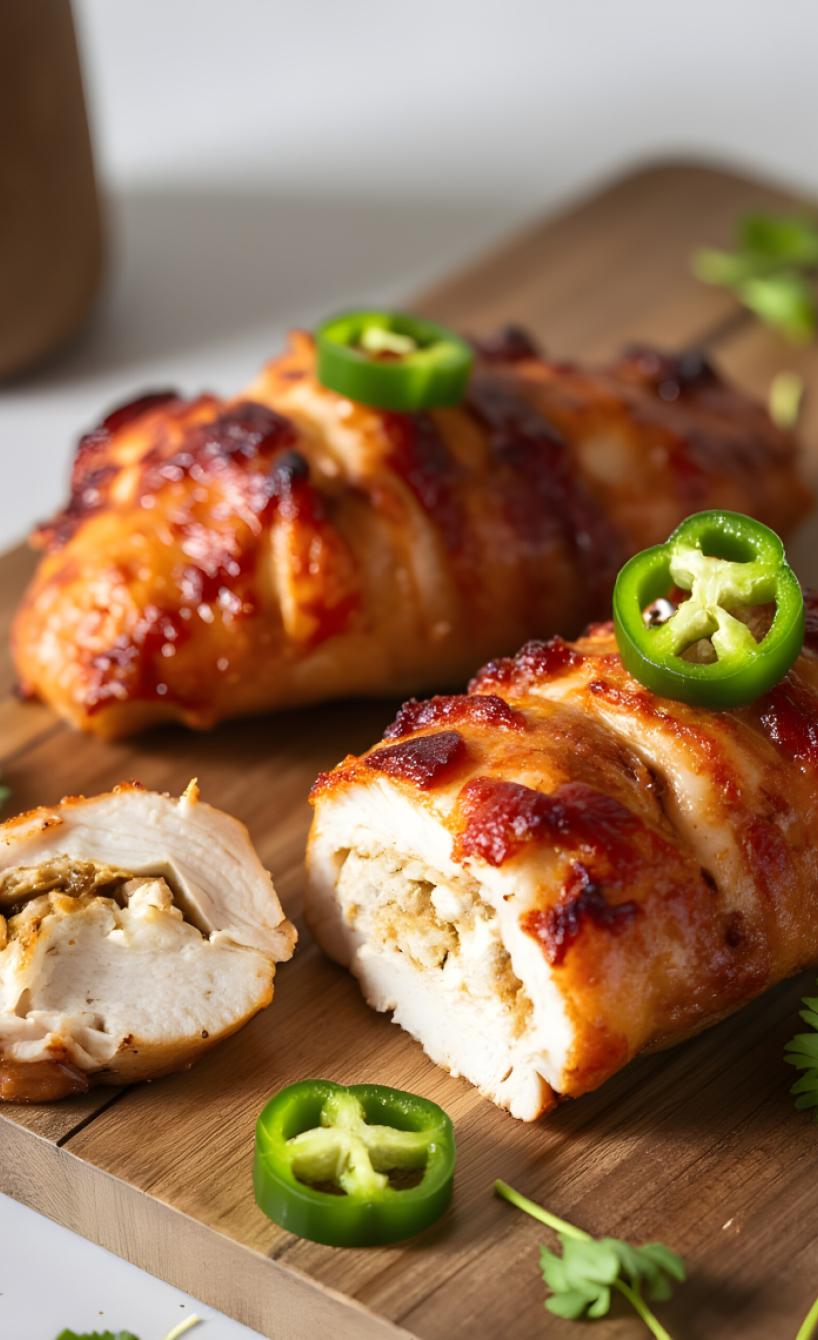 Gefüllte Hähnchenbrust mit Frischkäse und Bacon