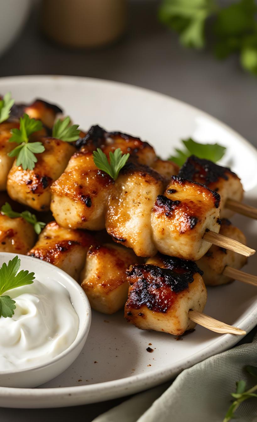 Griechische Hähnchenspieße & Kartoffeln