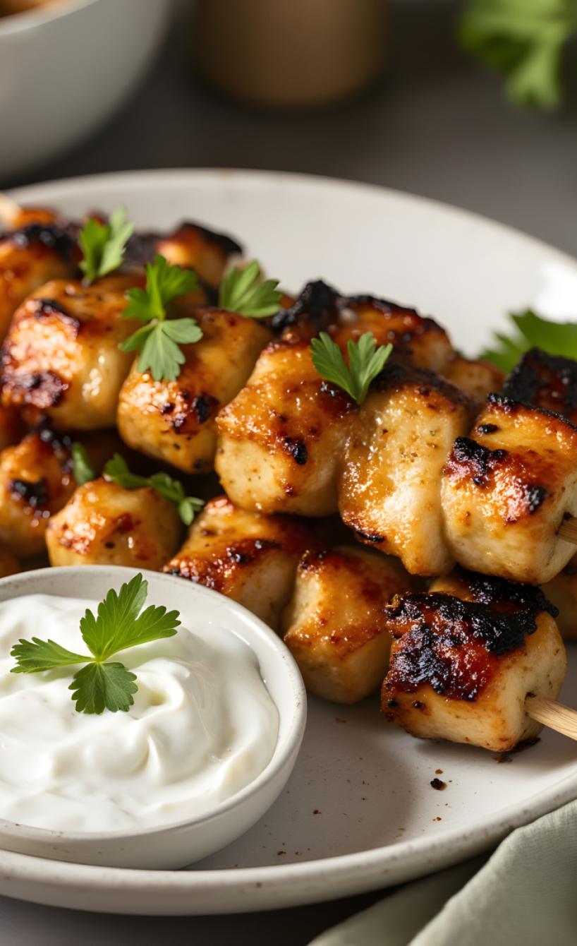 Griechische Hähnchenspieße & Kartoffeln