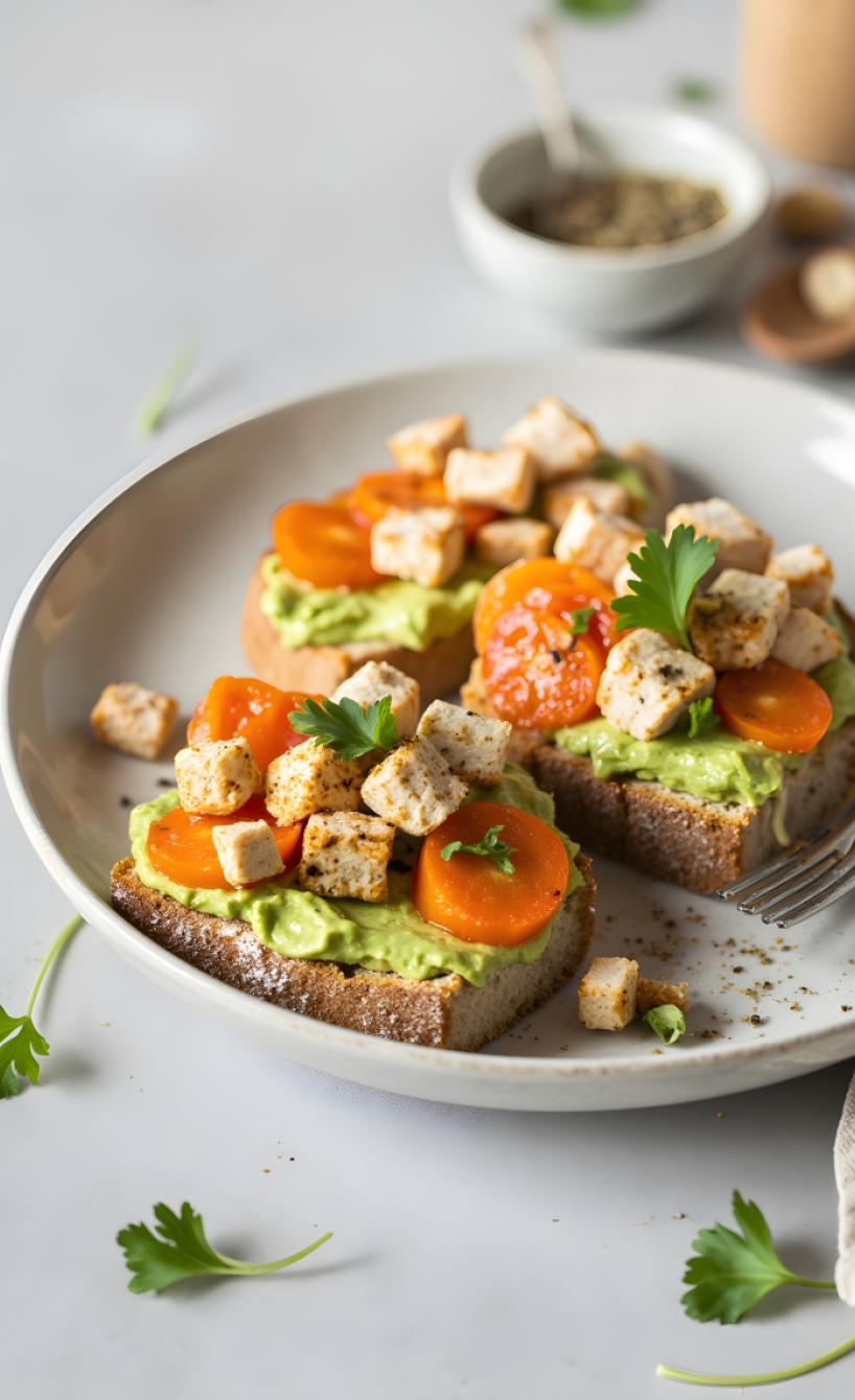 Karotten-Avocado-Toasts mit Tofu