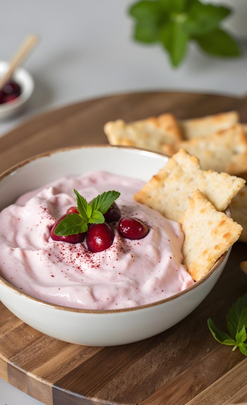 Kirsch-Protein-Dip mit Wrap-Crackern