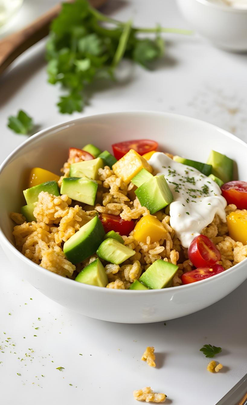 Reissalat in einer Salatschüssel auf einem Tisch