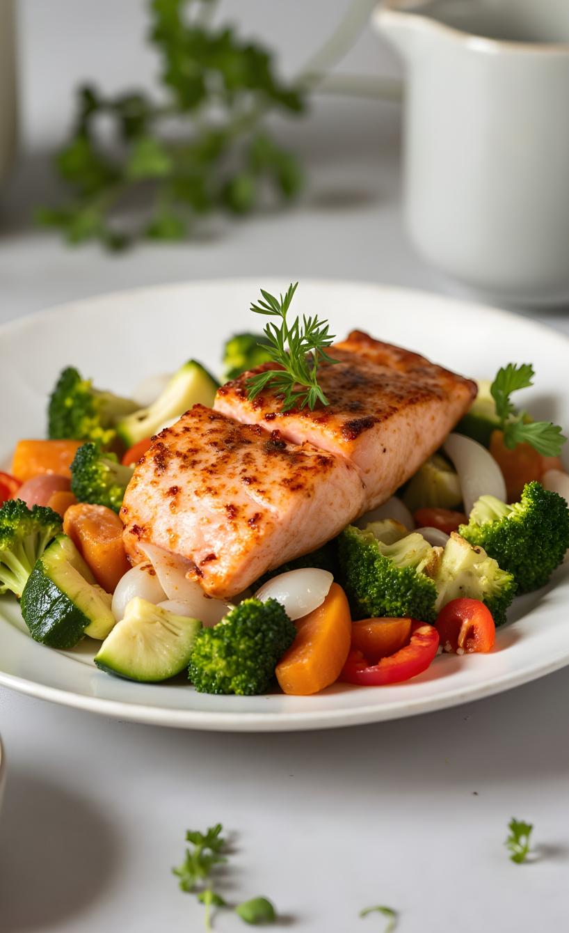Fettarme Lachspäckchen mit Gemüse