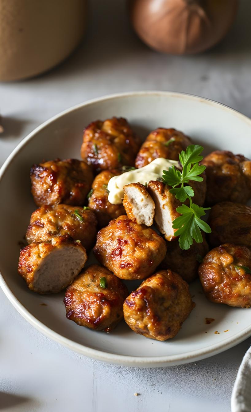 Frikadellen aus der Heißluftfritteuse auf einem Teller