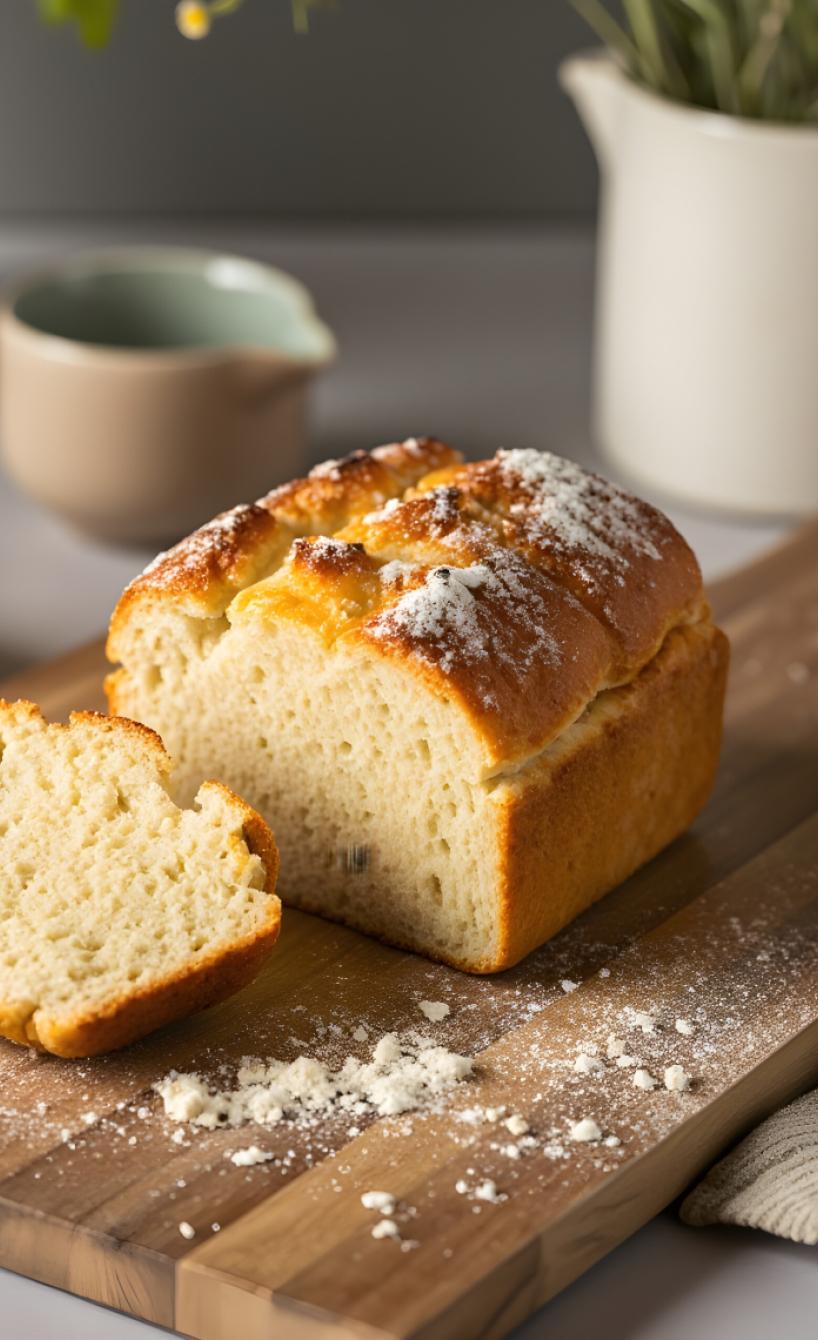 Angeschnittenes Krustenbrot auf einem Holzbrett