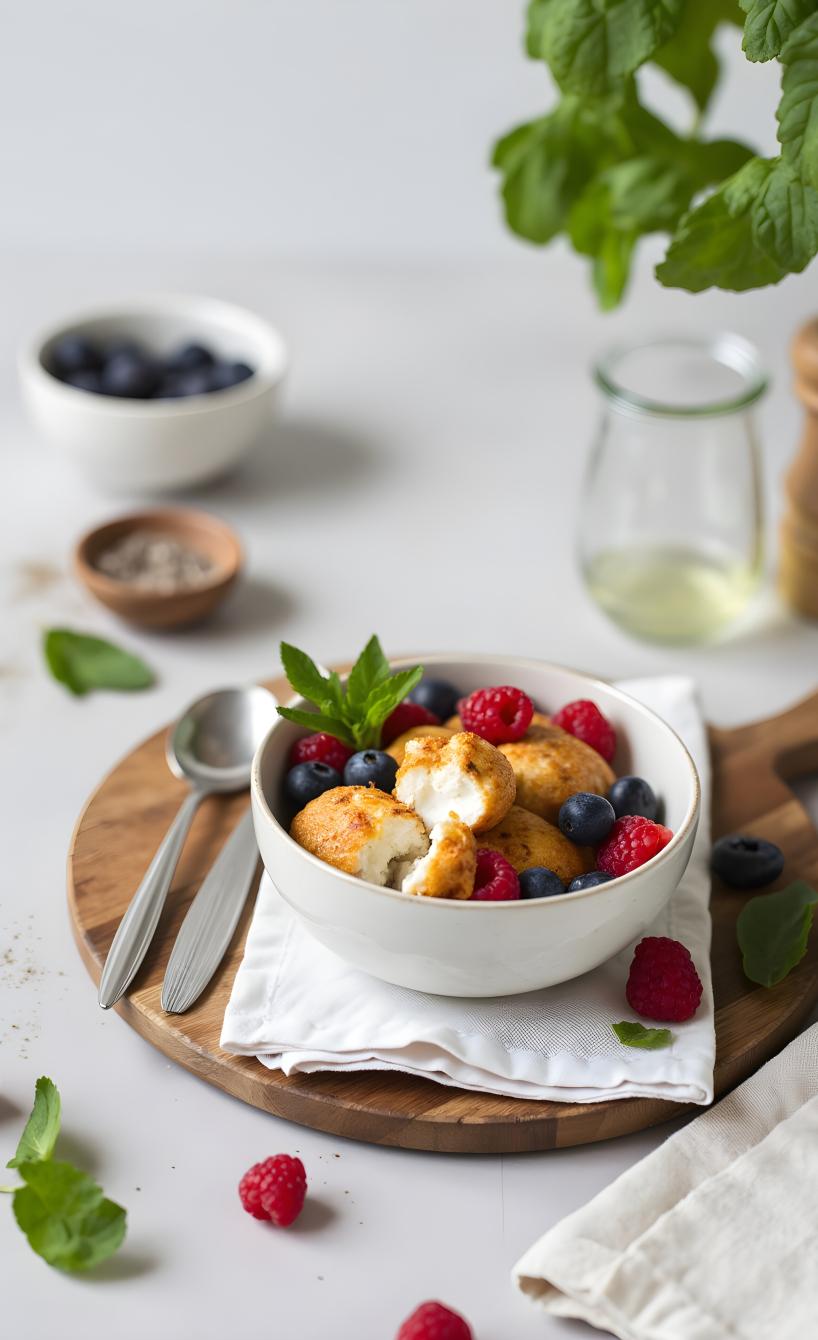 Ricotta-Bällchen mit Beeren
