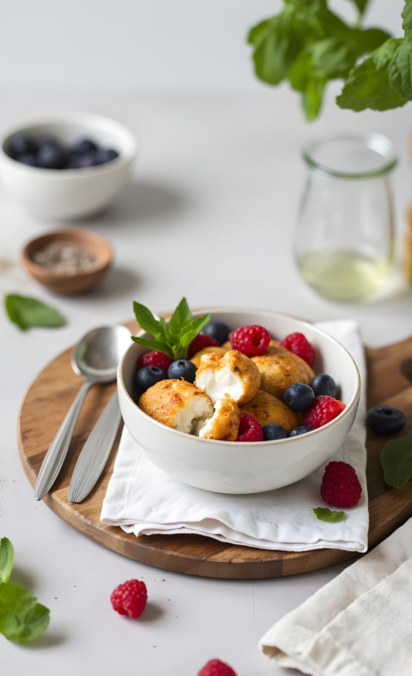Ricotta-Bällchen mit Beeren