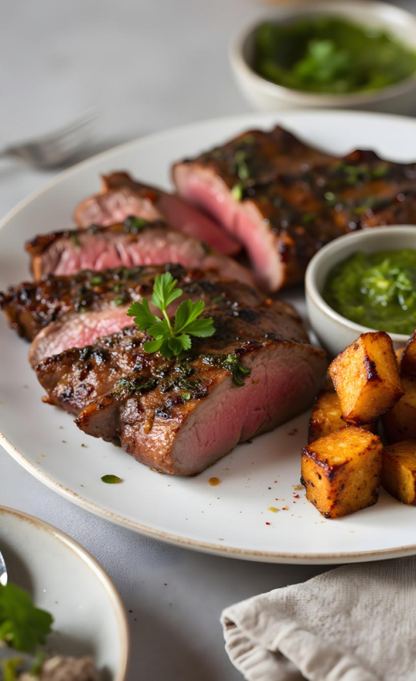 Wagyu-Steak mit Chimichurri und Süßkartoffeln