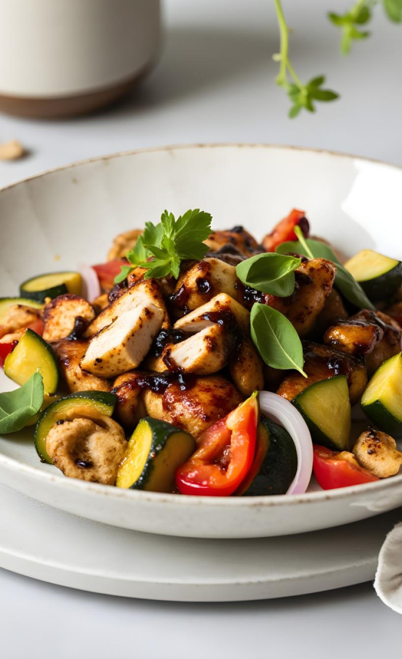 Balsamico-Hähnchen mit buntem Gemüse