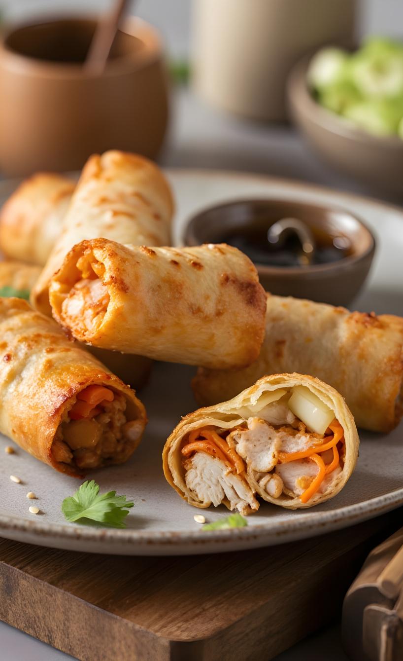 Selbst gemachte Hähnchen-Frühlingsrollen aus dem Airfryer