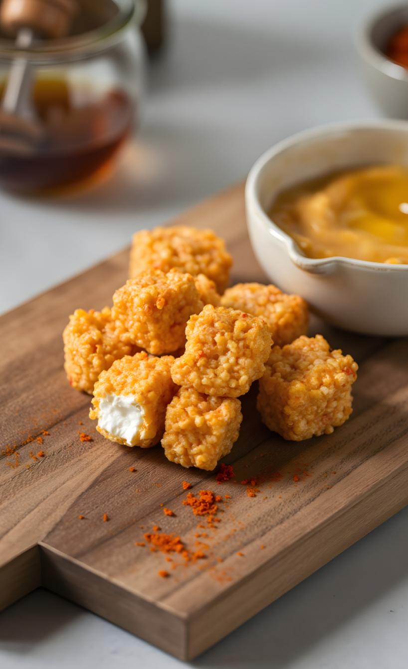 Knusprige Feta-Wüfel in Cornflakes-Panade