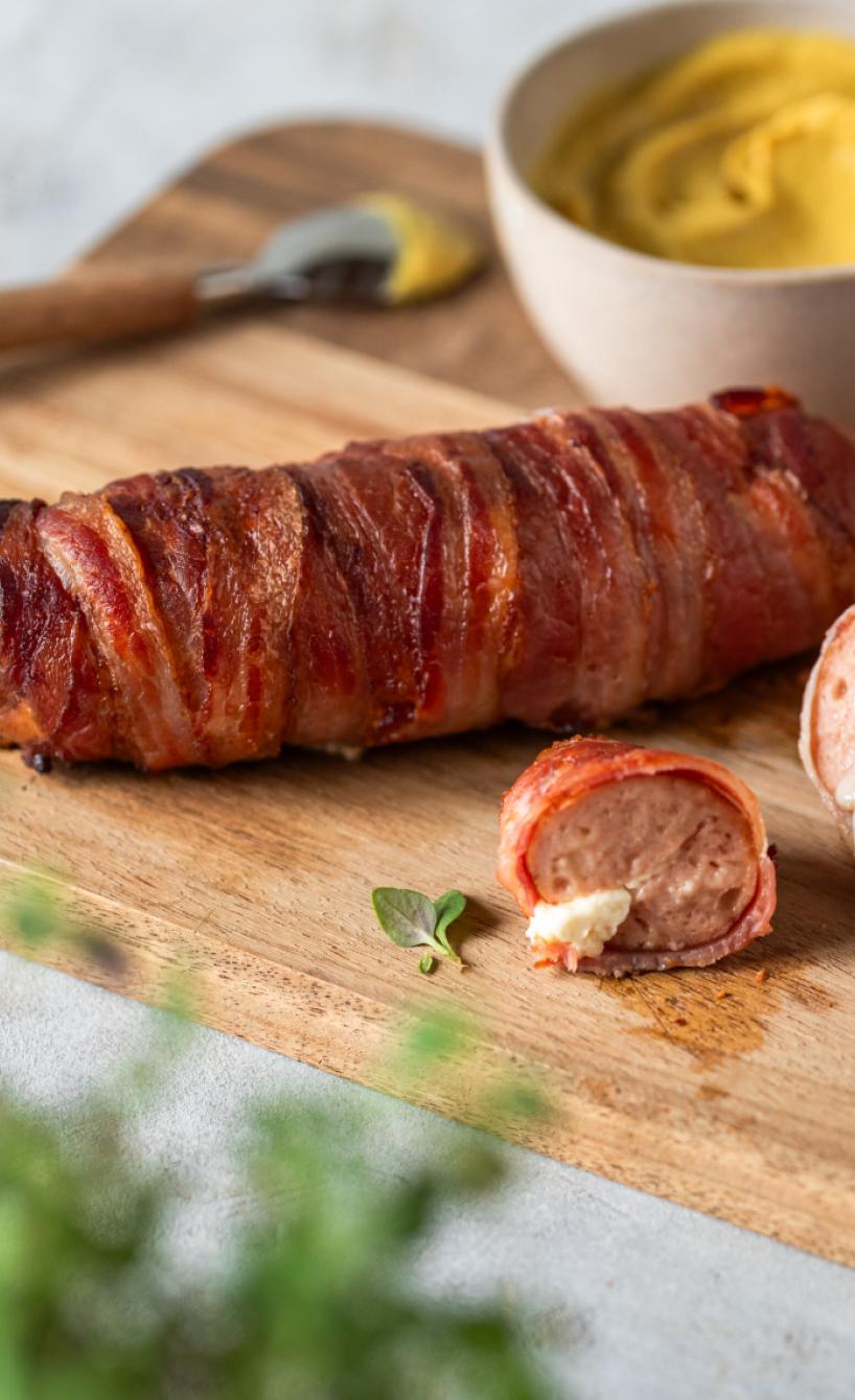 Knackige Feta-Bacon-Bratwurst