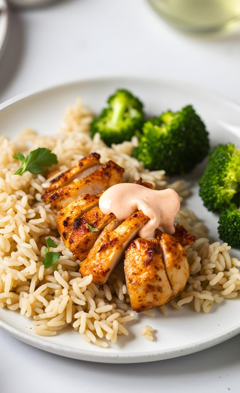 Zartes Hähnchen mit Vollkornreis und Brokkoli