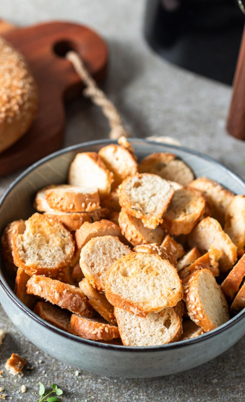Airfryer Knoblauch-Bagel-Chips