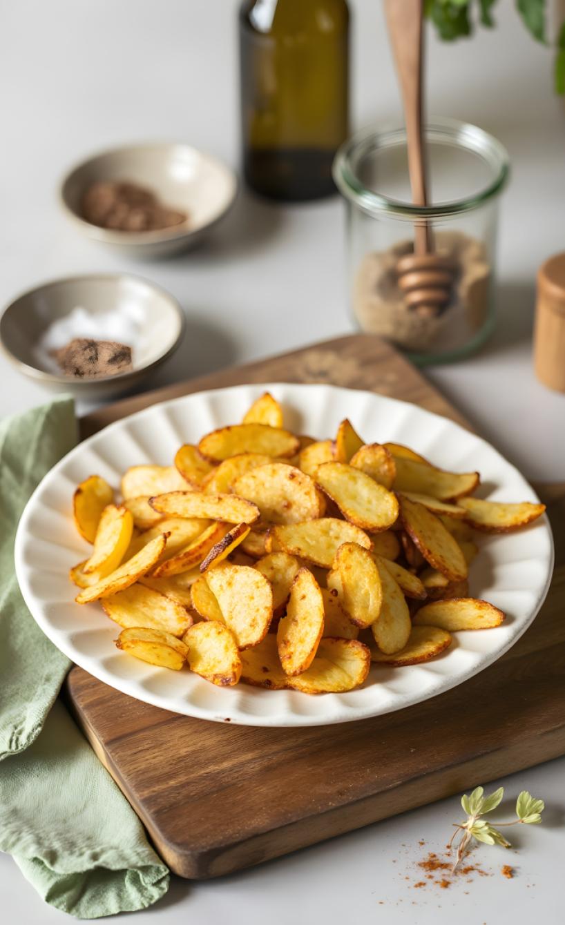 Chips aus Kartoffelschalen auf einem Teller