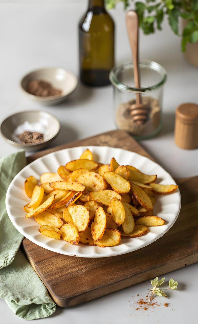 Chips aus Kartoffelschalen auf einem Teller