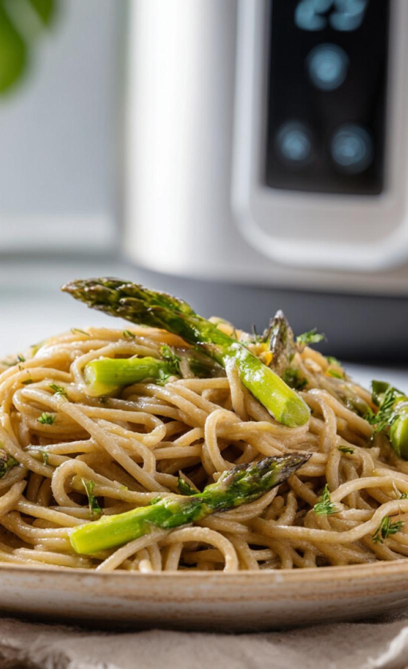 High Protein Spargel-Pasta aus dem Airfryer