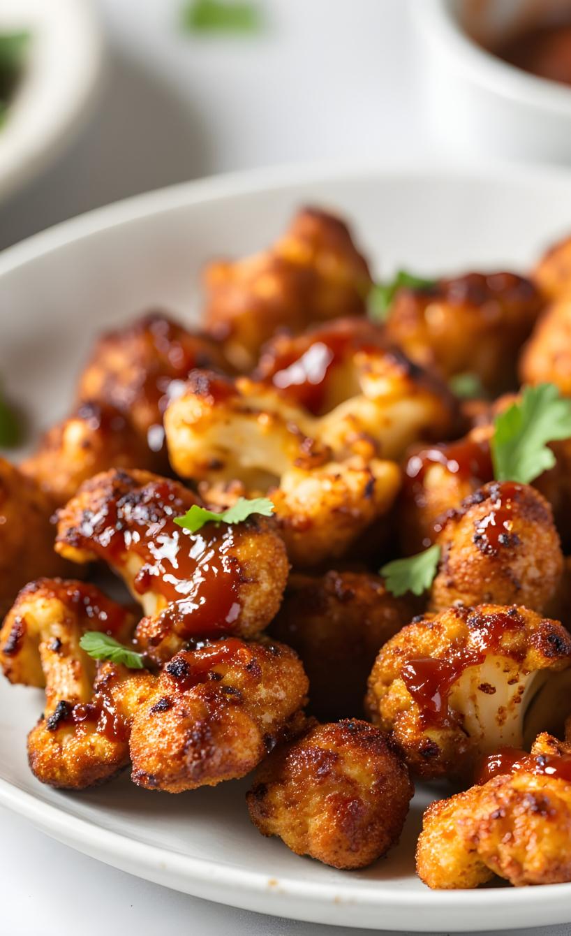 Blumenkohl-Wings in Honig-Barbecue-Soße