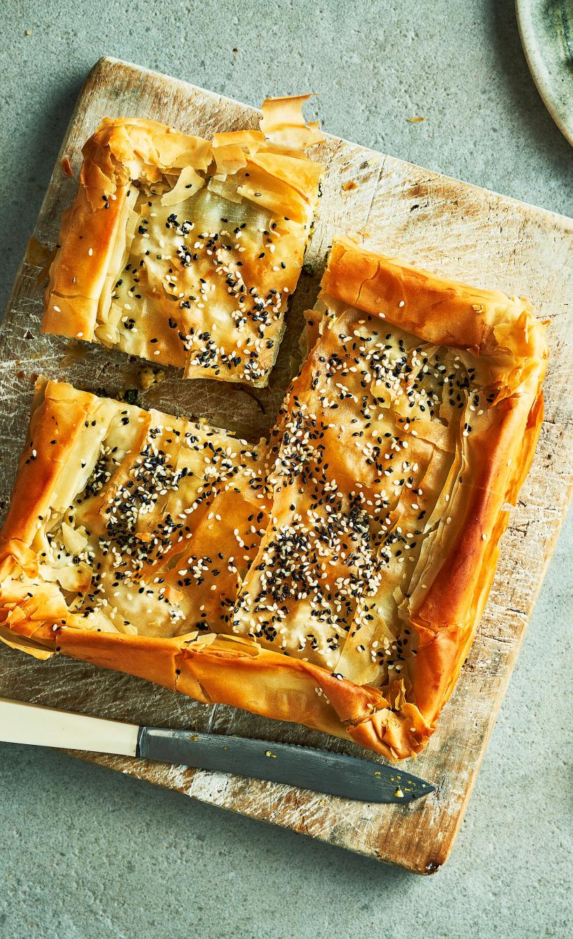 Schnelle Kürbis-Filopizza mit Feta