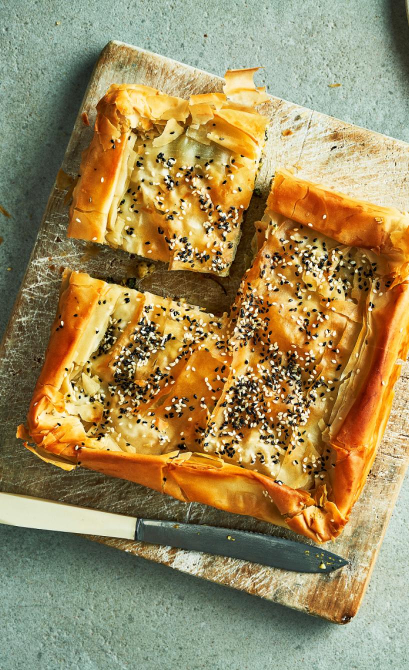 Schnelle Kürbis-Filopizza mit Feta