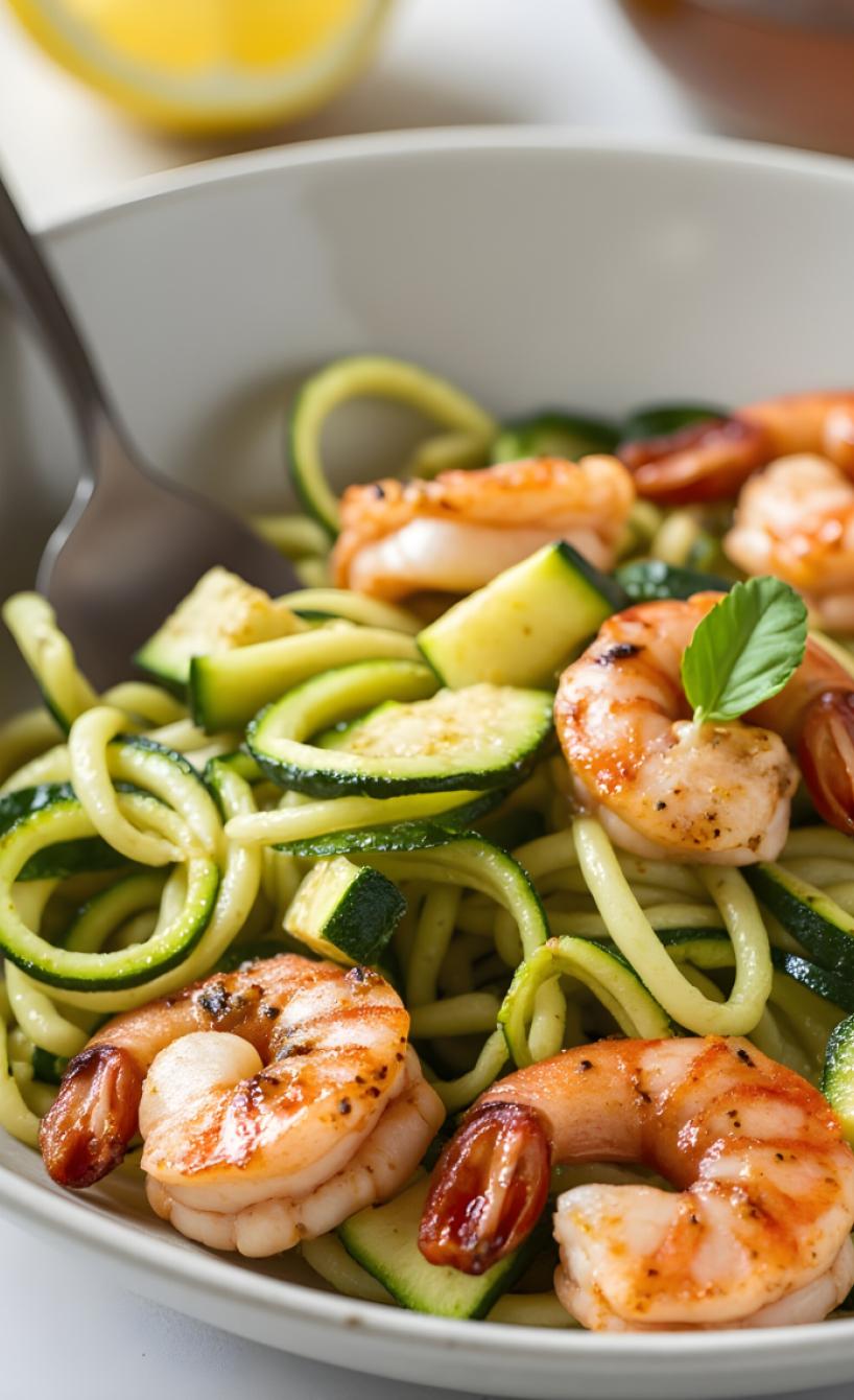 Schnelle Low-Carb-Zucchini-Spaghetti mit Garnelen