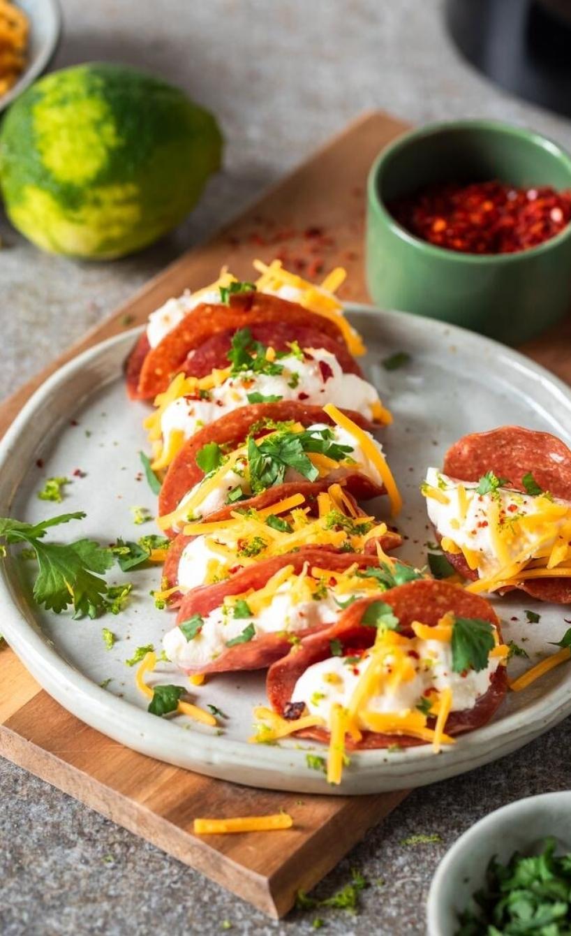 Mini Salami-Tacos mit Frischkäse Airfryer