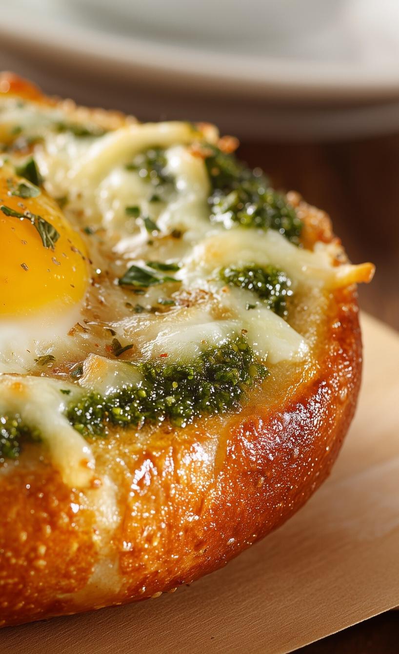 Knuspriger Bagel mit Ei und Pesto
