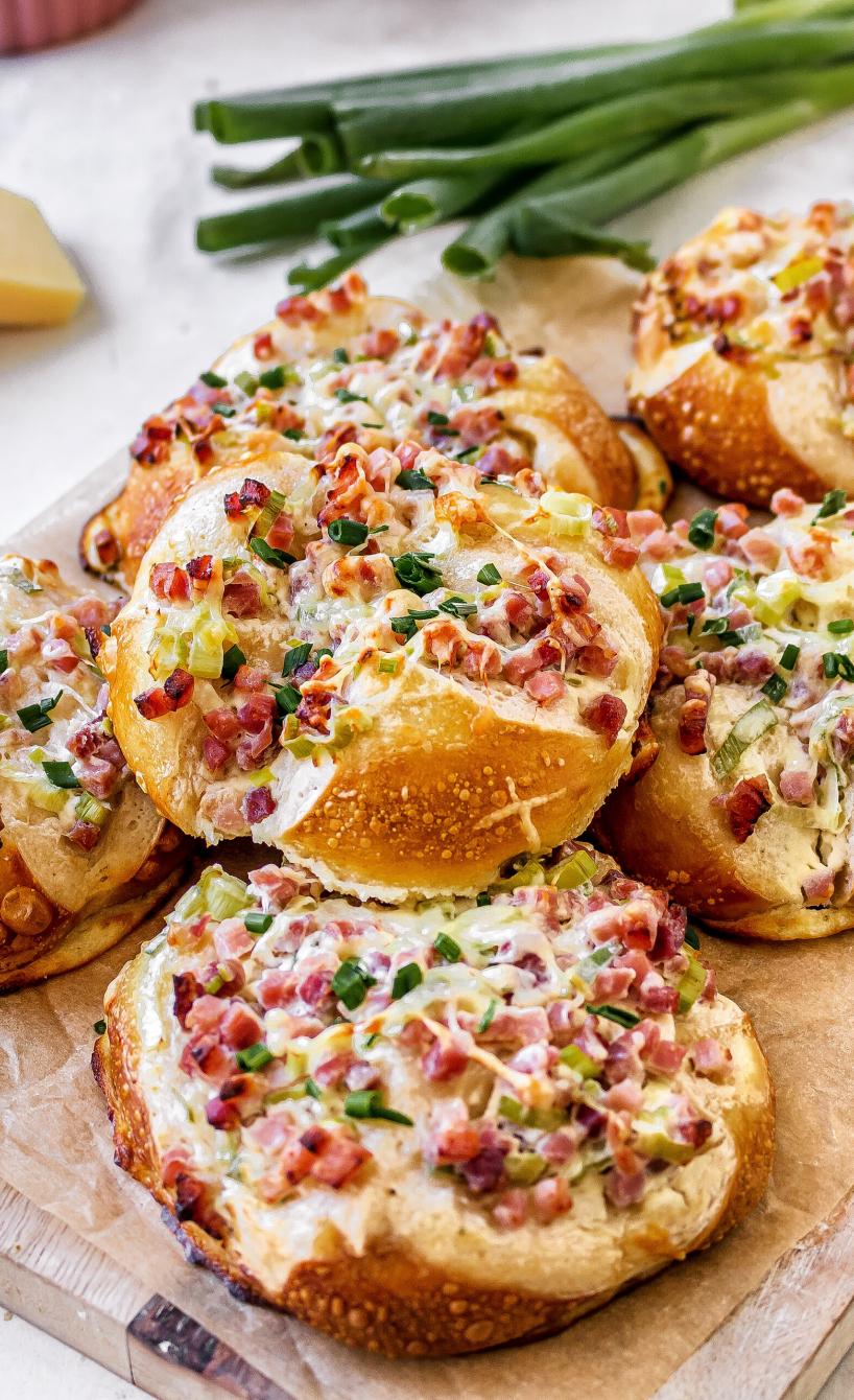 Flammkuchen-Laugenbrötchen