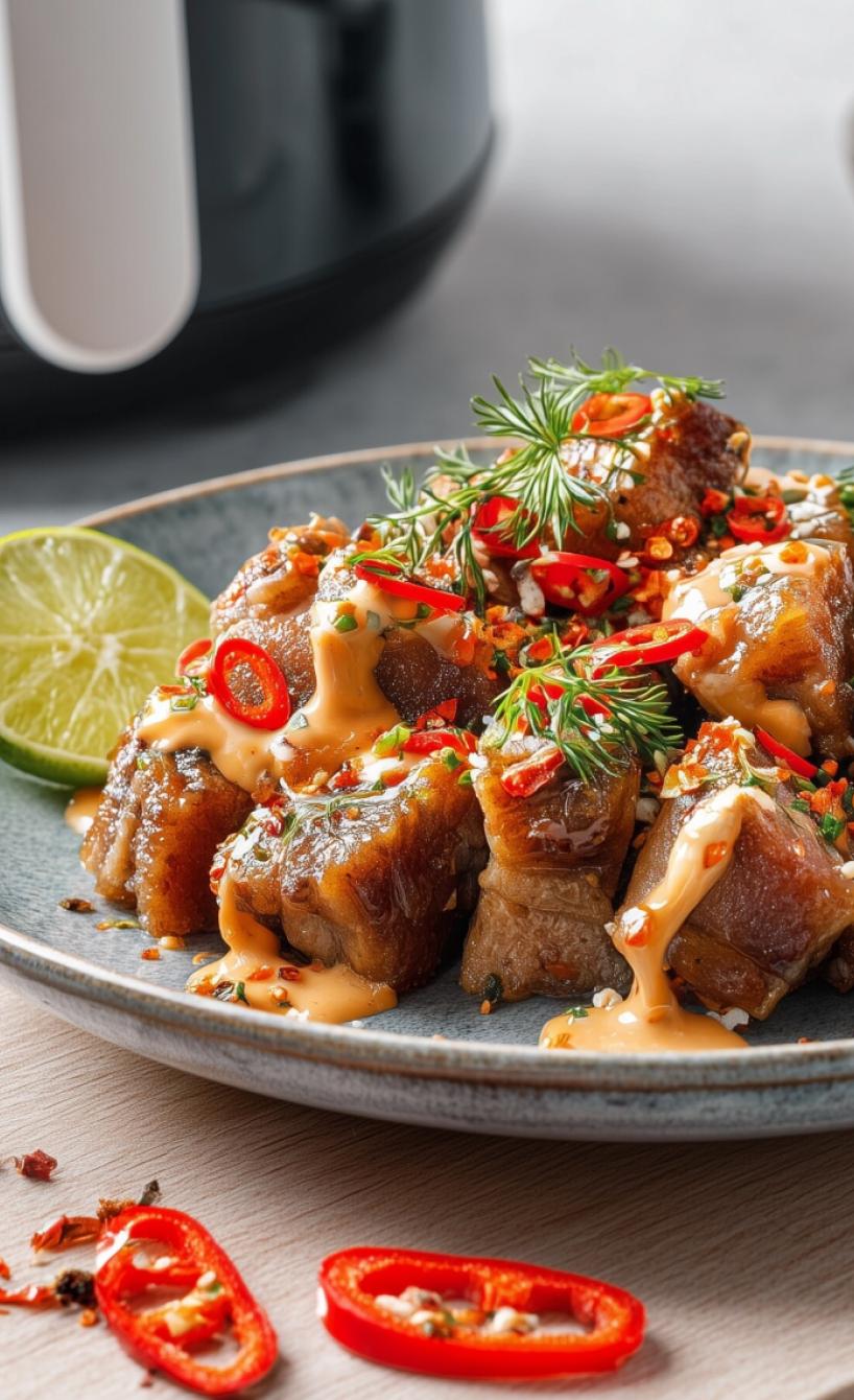 Frittierte Schweinhäppchen mit Chili-Mayonnaise