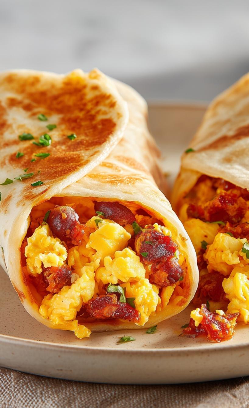 Frühstücks-Wrap mit Rührei und Chorizo