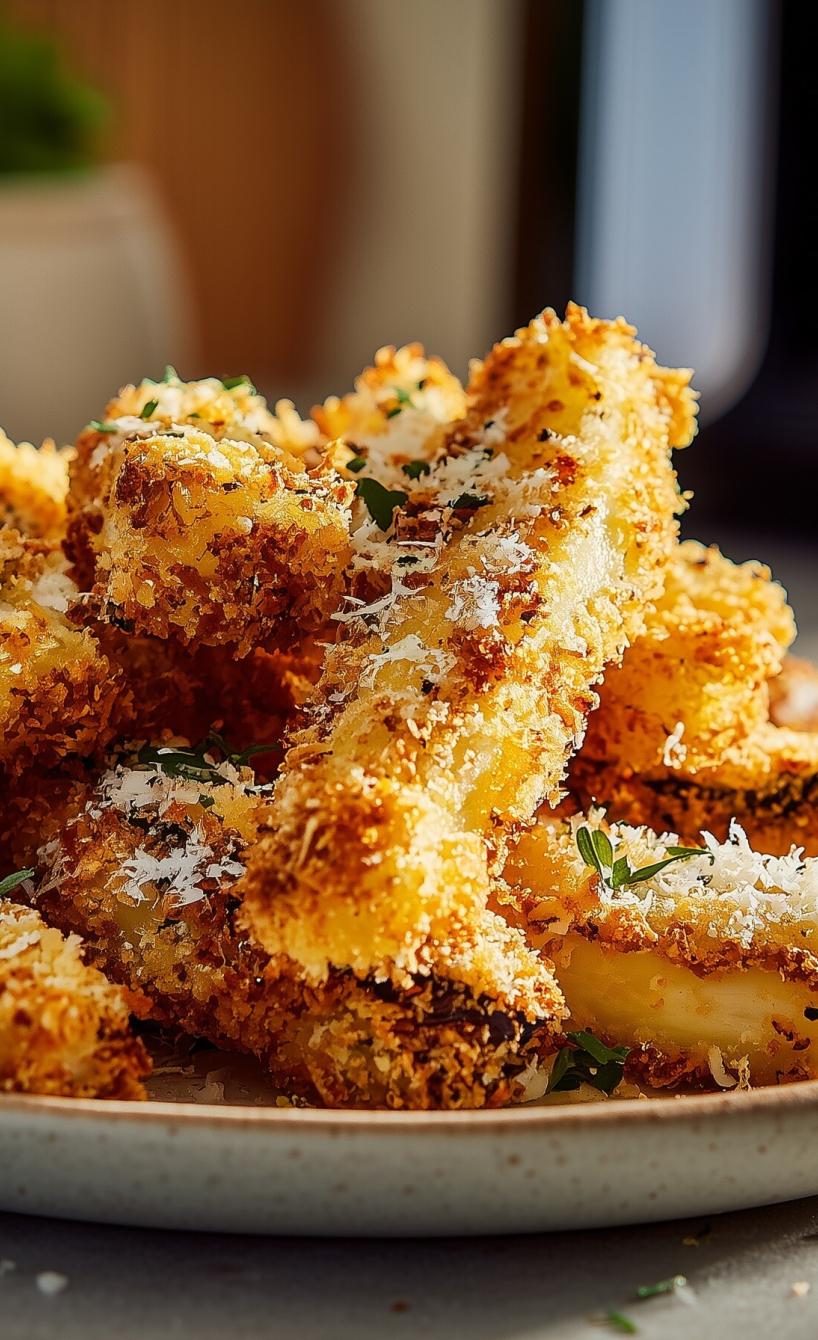 Knusprig panierte Aubergine mit Parmesan