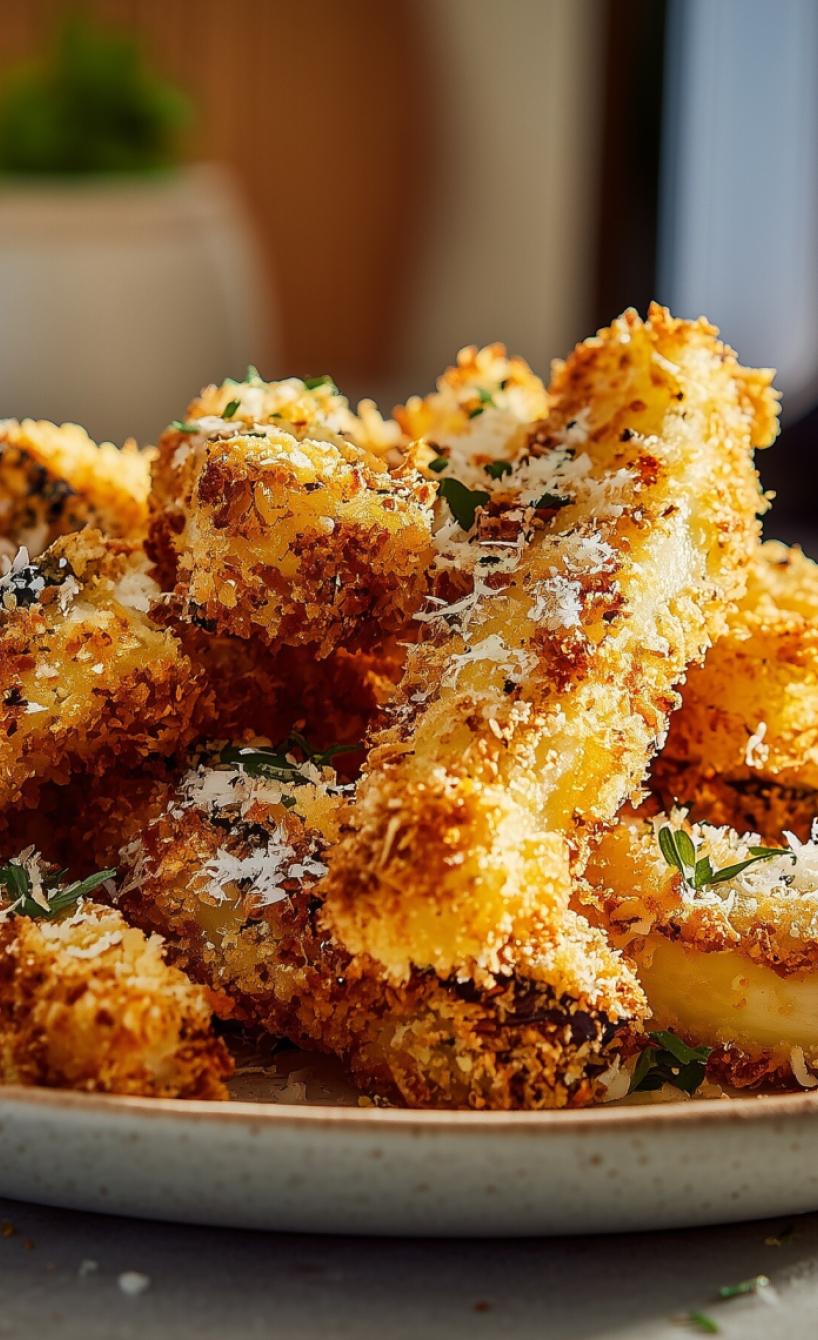 Knusprig panierte Aubergine mit Parmesan