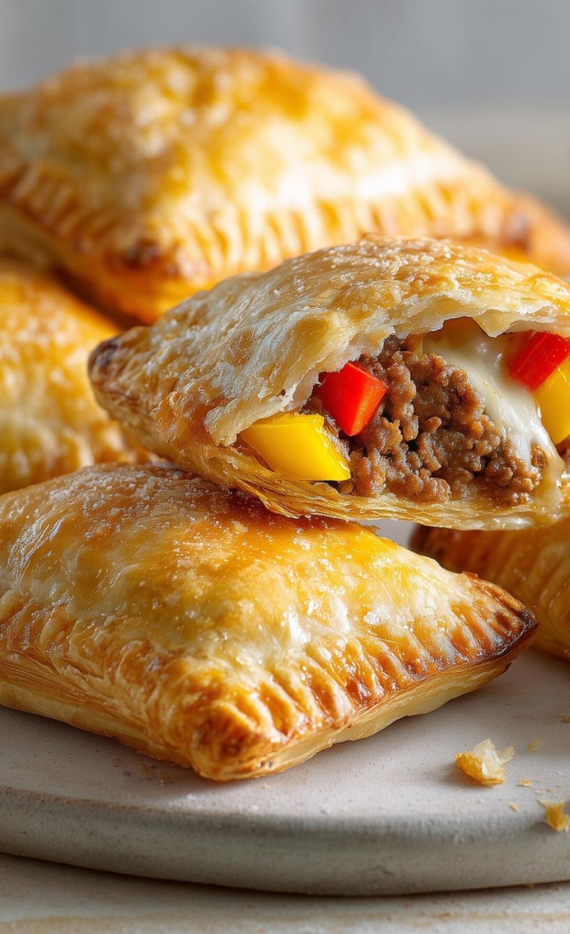 Knusprige Blätterteigtaschen mit Hackfleisch