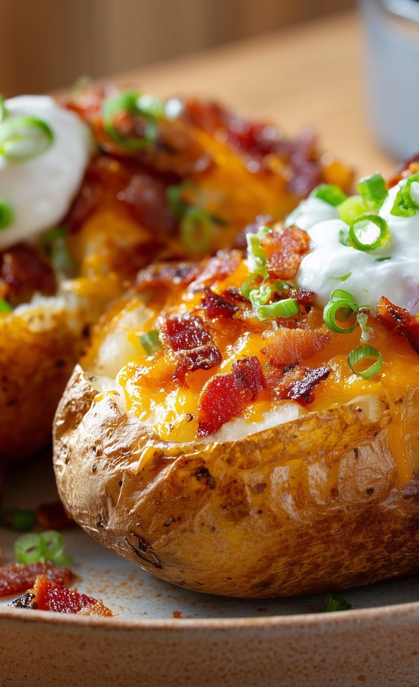 Überbackene Kartoffeln mit Bacon und Cheddar