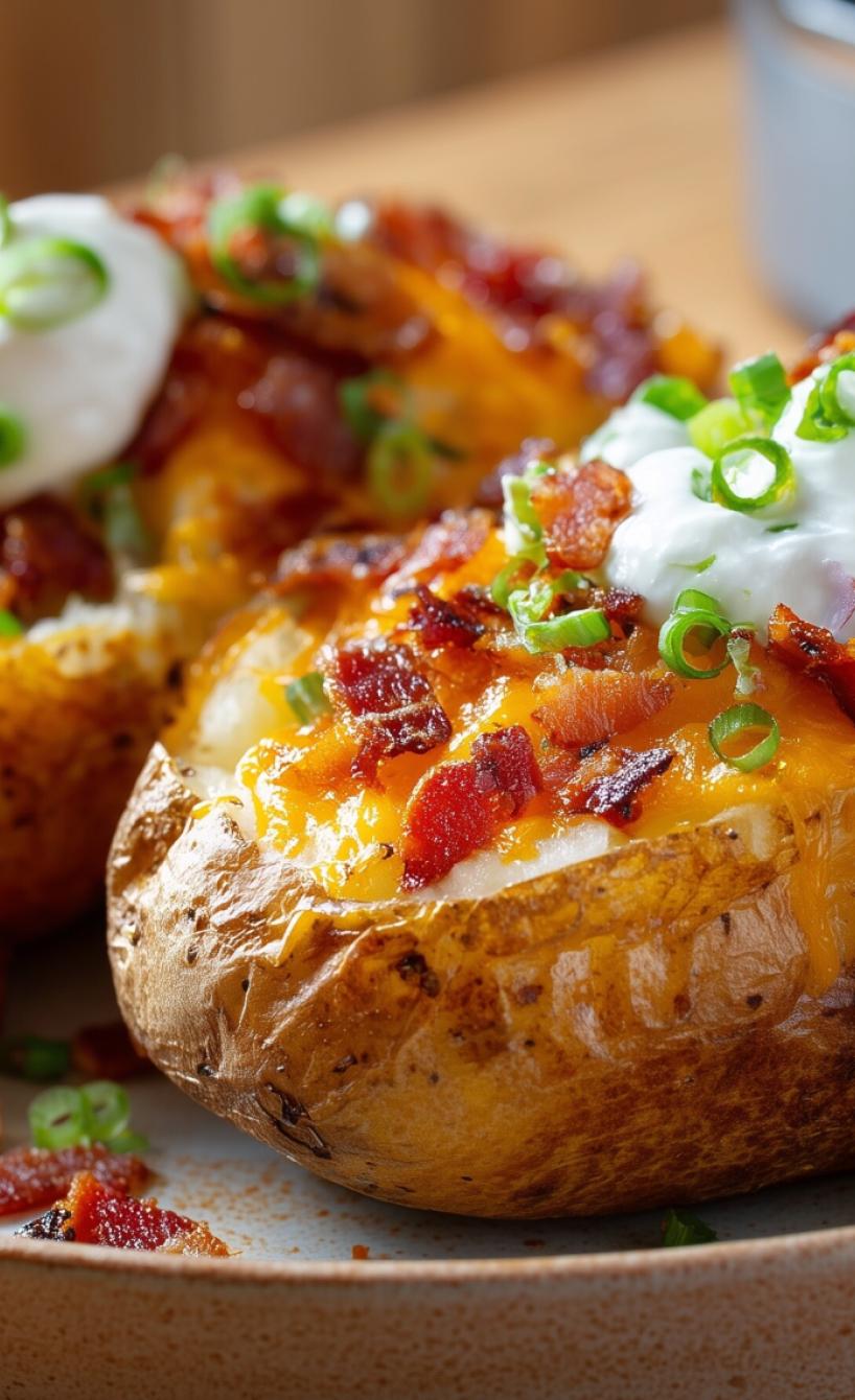 Überbackene Kartoffeln mit Bacon und Cheddar