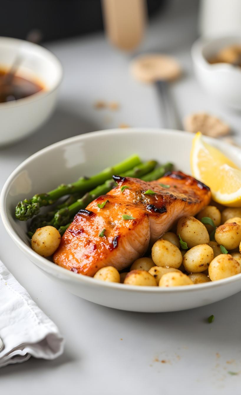 Lachs mit Gnocchi und grünem Spargel