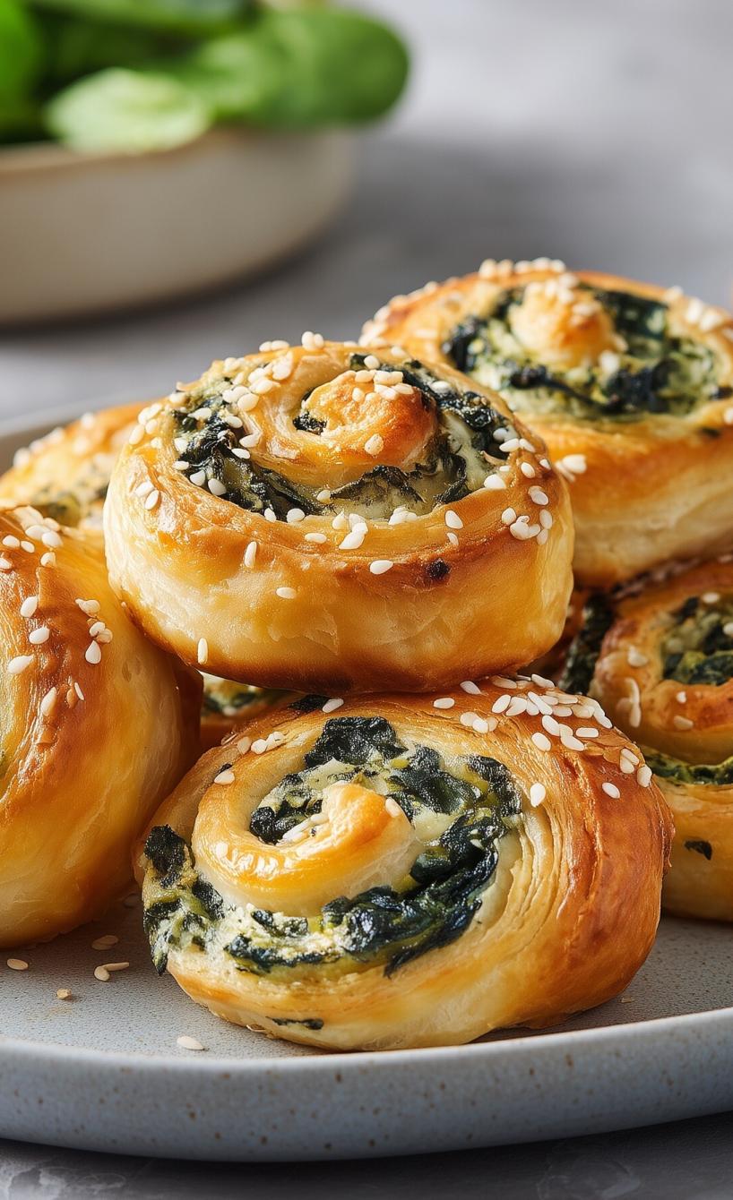 Spinat-Feta-Rollen mit Blätterteig