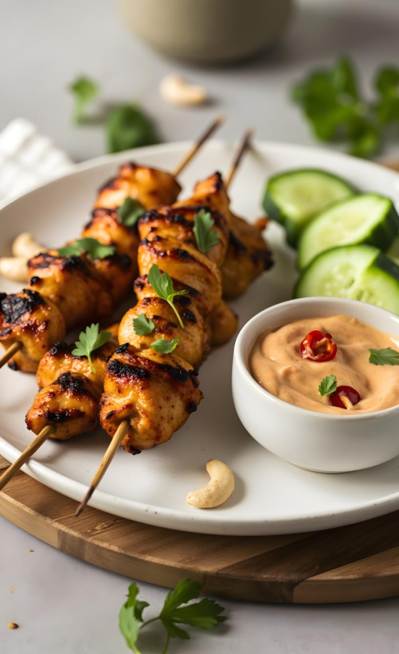 Würzige Hähnchen-Satay-Spieße