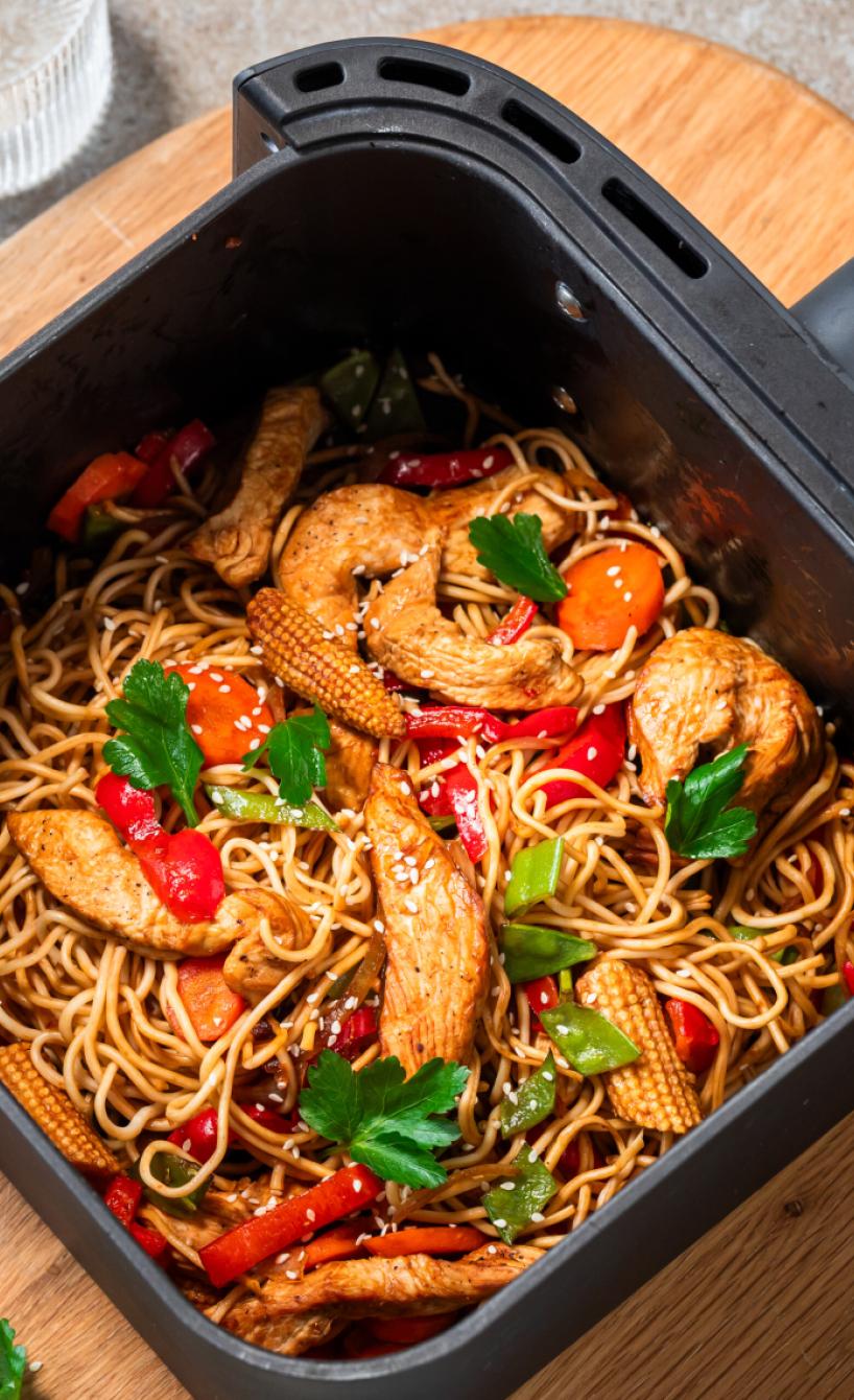  Asia Nudeln mit Hähnchen und Gemüse